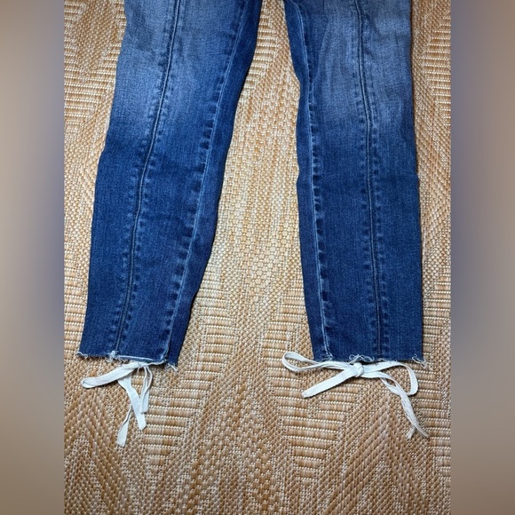 Hudson Nico Raw Hem Lace-Up Super Skinny Dark Wash Denim Jeans, Size 26 - Picture 2 of 9